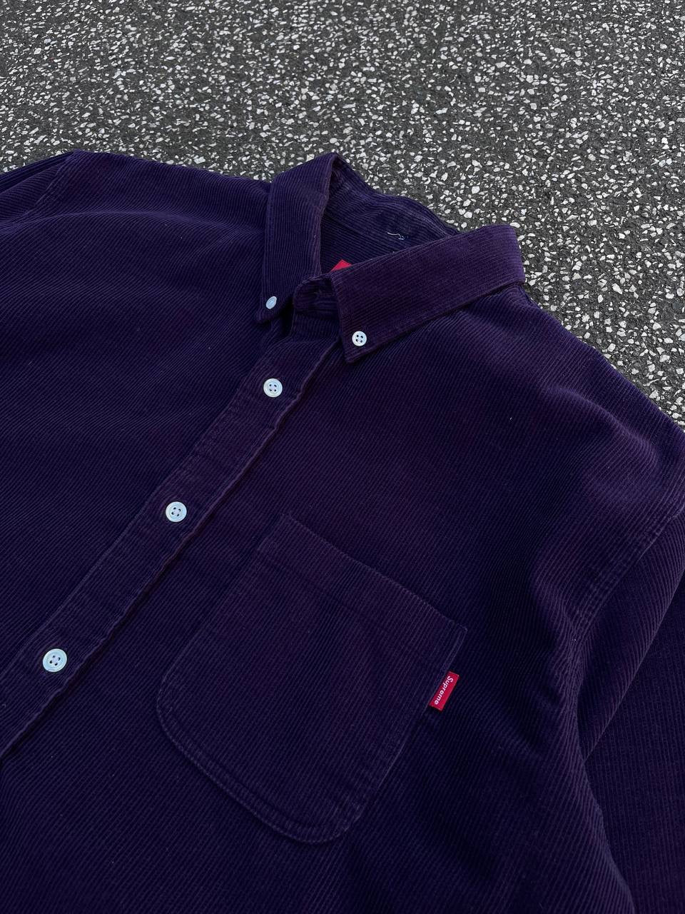 Supreme Skjorte Fløjlskjorte Lilla XL Brugt Used