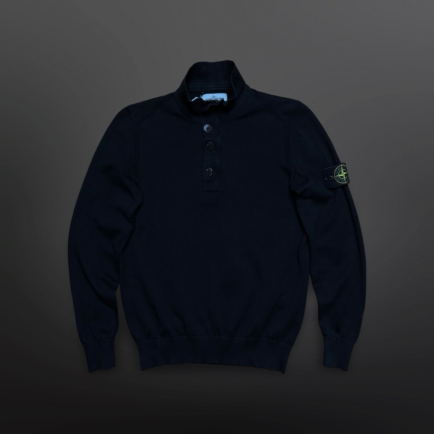 Stone Island Quarter Zip Sweater Sweatshirt Træje – Sort (S)