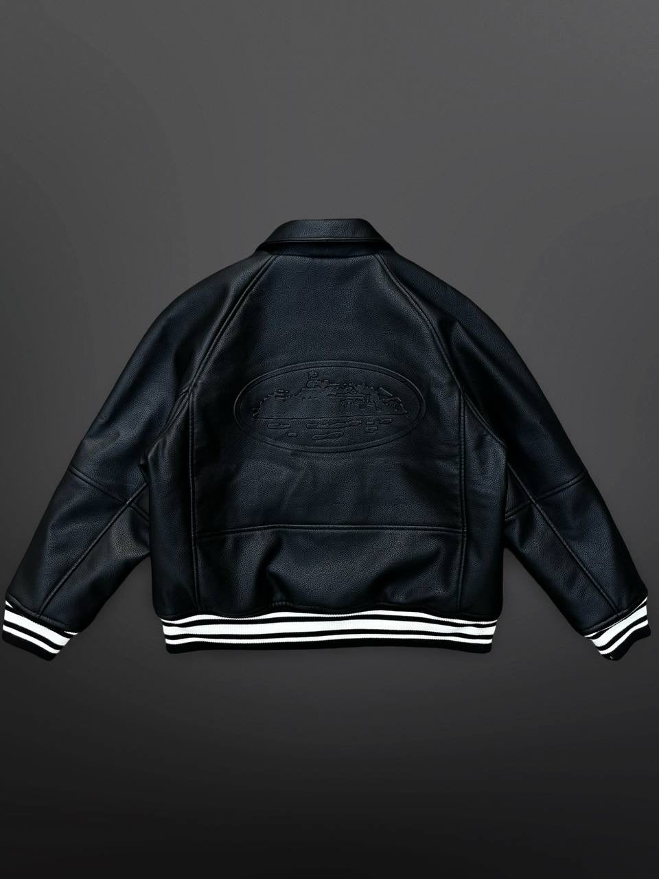 Corteiz Leather Jacket L Large Læderjakke i Sort