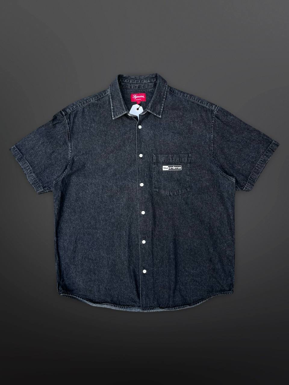 Supreme Skjorte Sommerskjorte Kortærmet Denim Cotton Grå Grey L Large