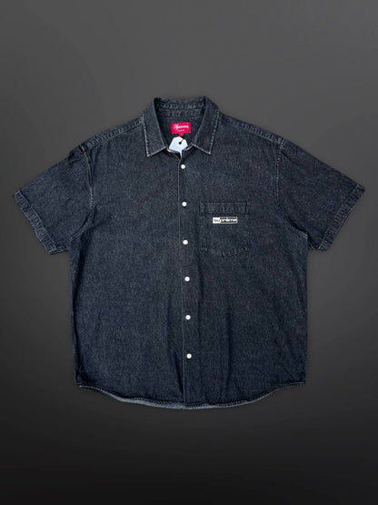 Supreme Skjorte Sommerskjorte Kortærmet Denim Cotton Grå Grey L Large