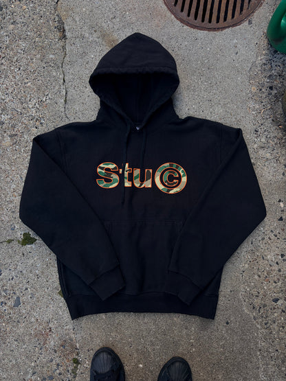 Stüssy Camo Logo Hoodie – Sort – Str. Large
