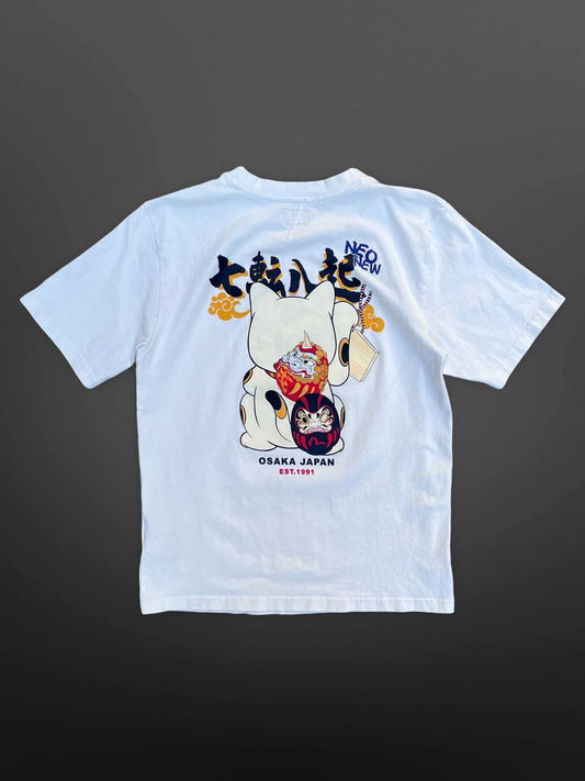 Evisu T-Shirt Evisu Tee i Hvid Japansk Stil Stor Logo Herre Brugt Used