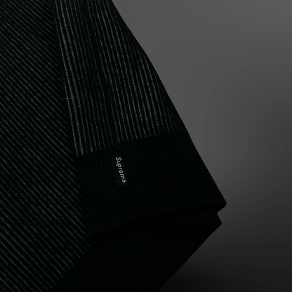 Supreme Full Zip Sweater – Black/Grey Str. L