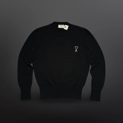 AMI Paris Ami de Coeur Wool Crewneck Sweater – Black – Size S