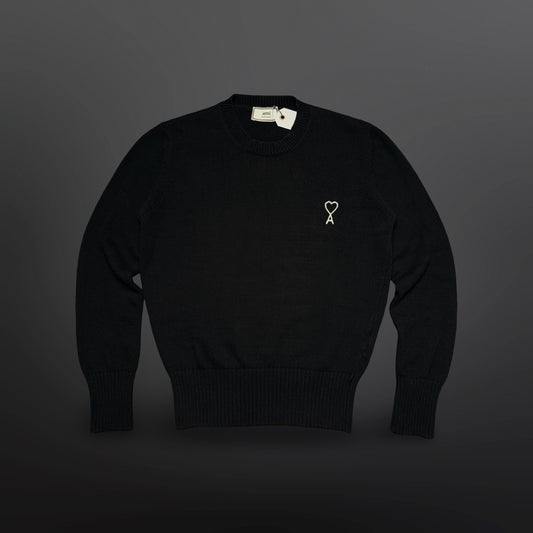 AMI Paris Ami de Coeur Wool Crewneck Sweater – Black – Size S