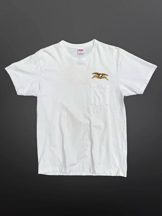 Supreme T-shirt X Anti Skateboards Hero Eagle SS16 L Large Hvid White 