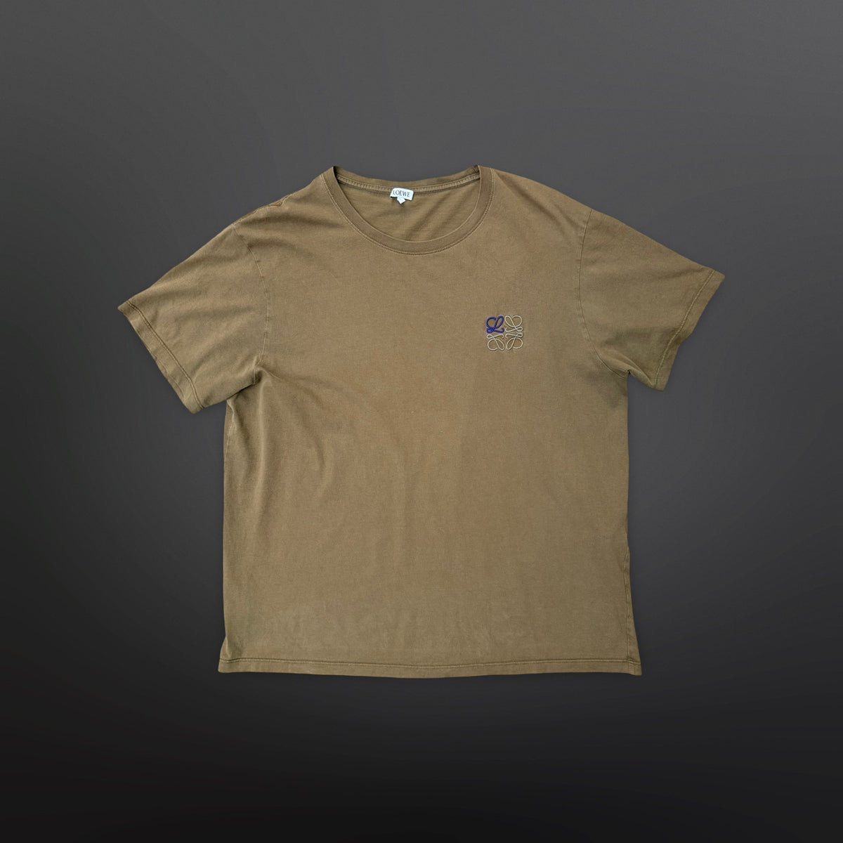 LOEWE Anagram Embroidered T-Shirt – Khaki / Olive – XXL, fits L/XL