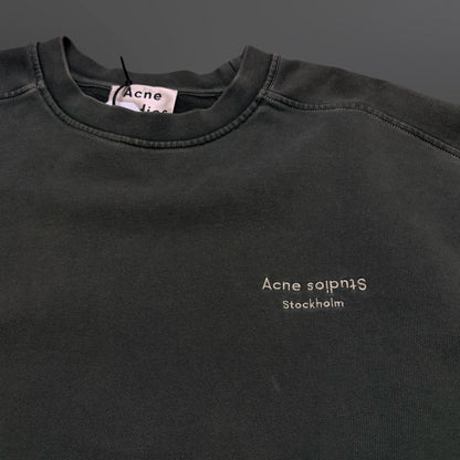 Acne Studios Garment-Dyed Logo Sweatshirt – Faded Green – Size S / Fits Large