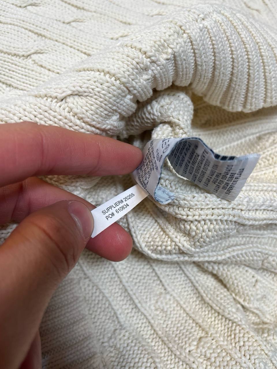 Brugt Vintage Polo Ralph Lauren Cable Net Strik Striktrøje Sweater Old money Style Stockholm style L large