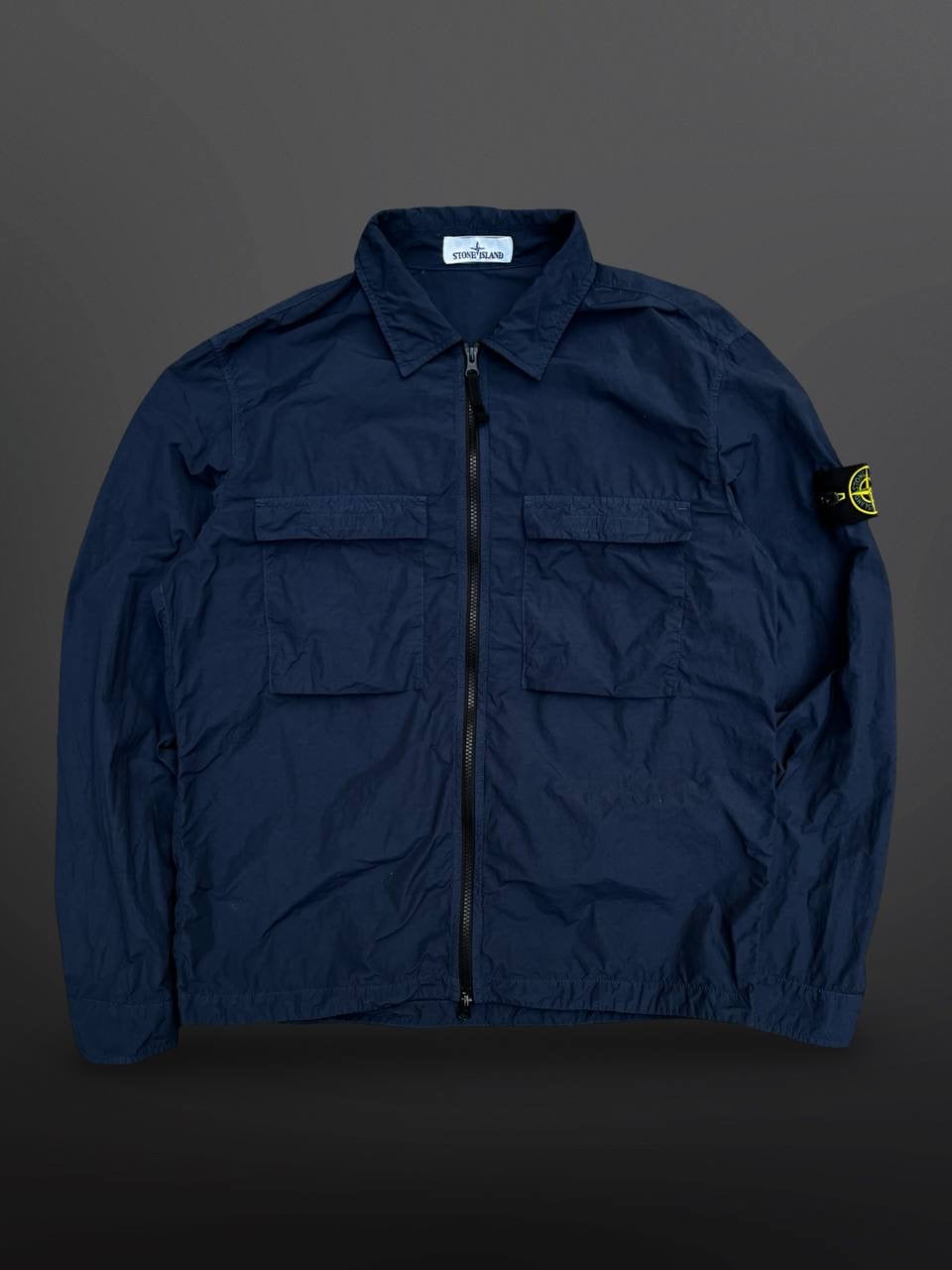 Stone Island Overshirt Skjorte Sommerjakke L Large Navy Mørkeblå Brugt Used