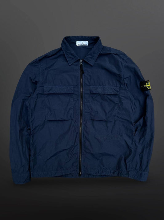 Stone Island Overshirt Skjorte Sommerjakke L Large Navy Mørkeblå Brugt Used