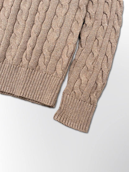 Polo Ralph Lauren Cable Net Sweater i Beige Brun herre Ny