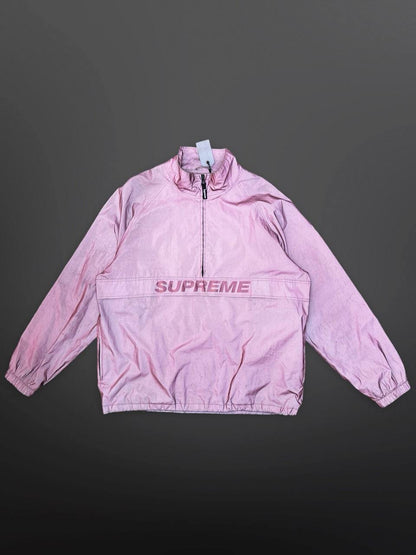 Supreme Reflective Anorak Jakke XL Brugt Used Pink Big Logo