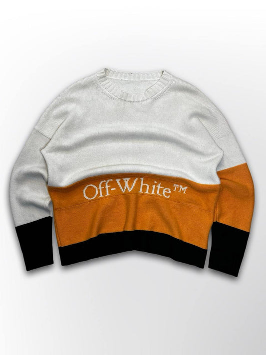 Brugt Off-White Tm Trøje Strik Striktrøje Sweater i uld L large 100% wool uld i multifarve