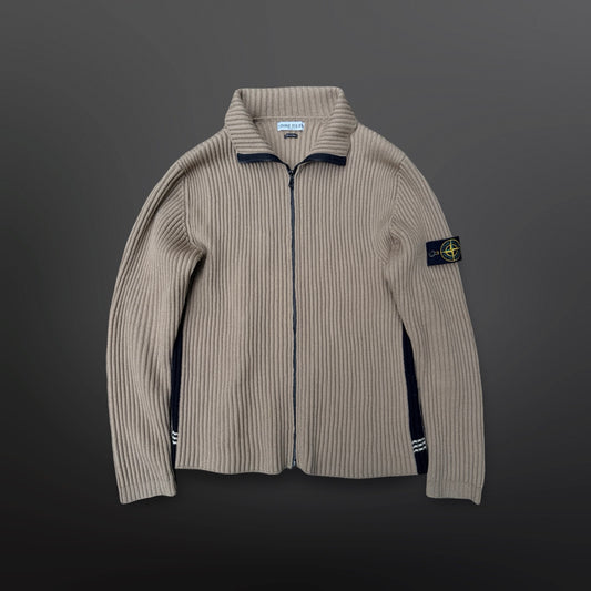 Stone Island Vintage Full Zip Wool Knit – Beige – Large