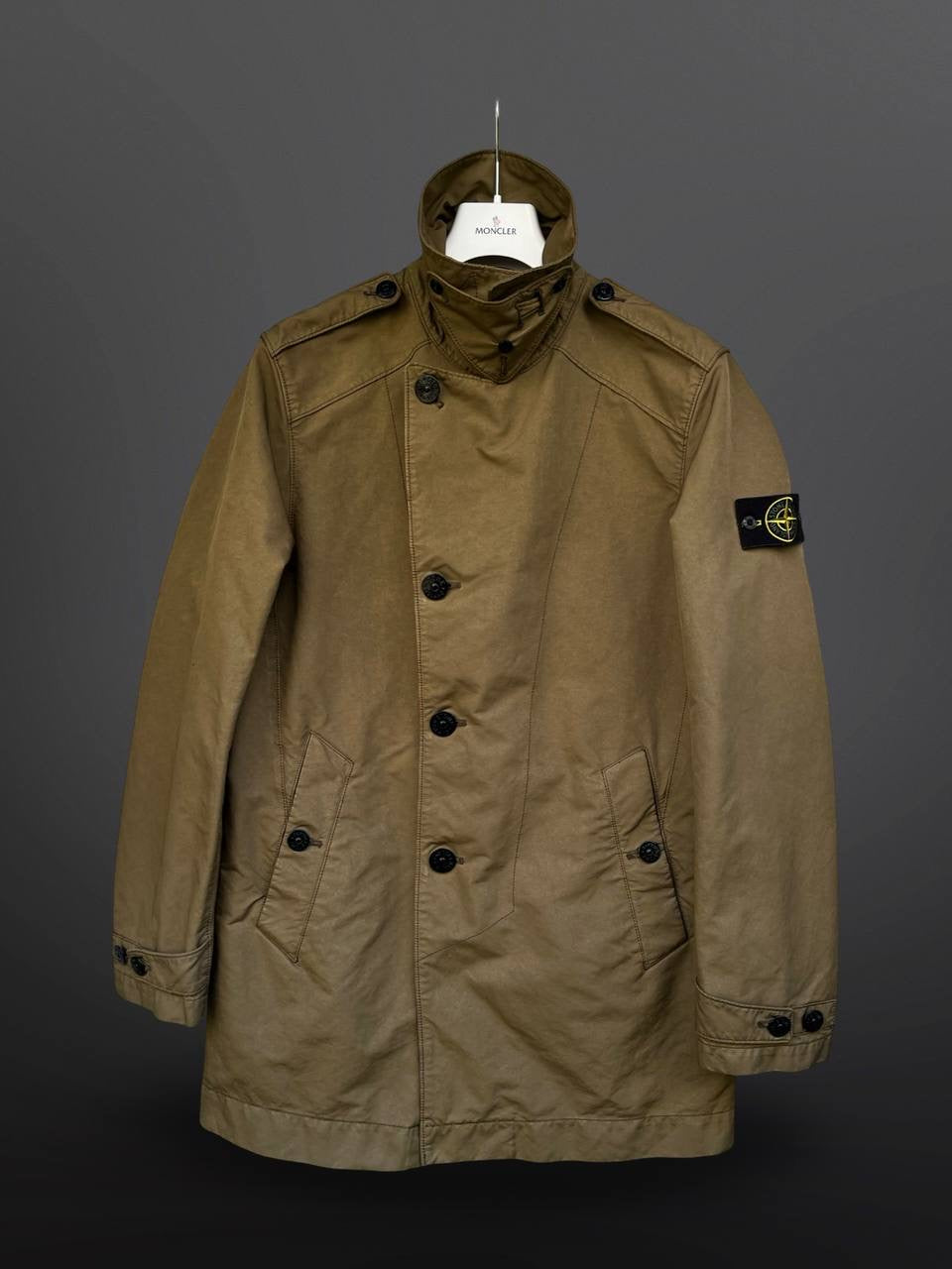 Stone Island David TC Frakke Trench Coat i Khaki grøn Medium