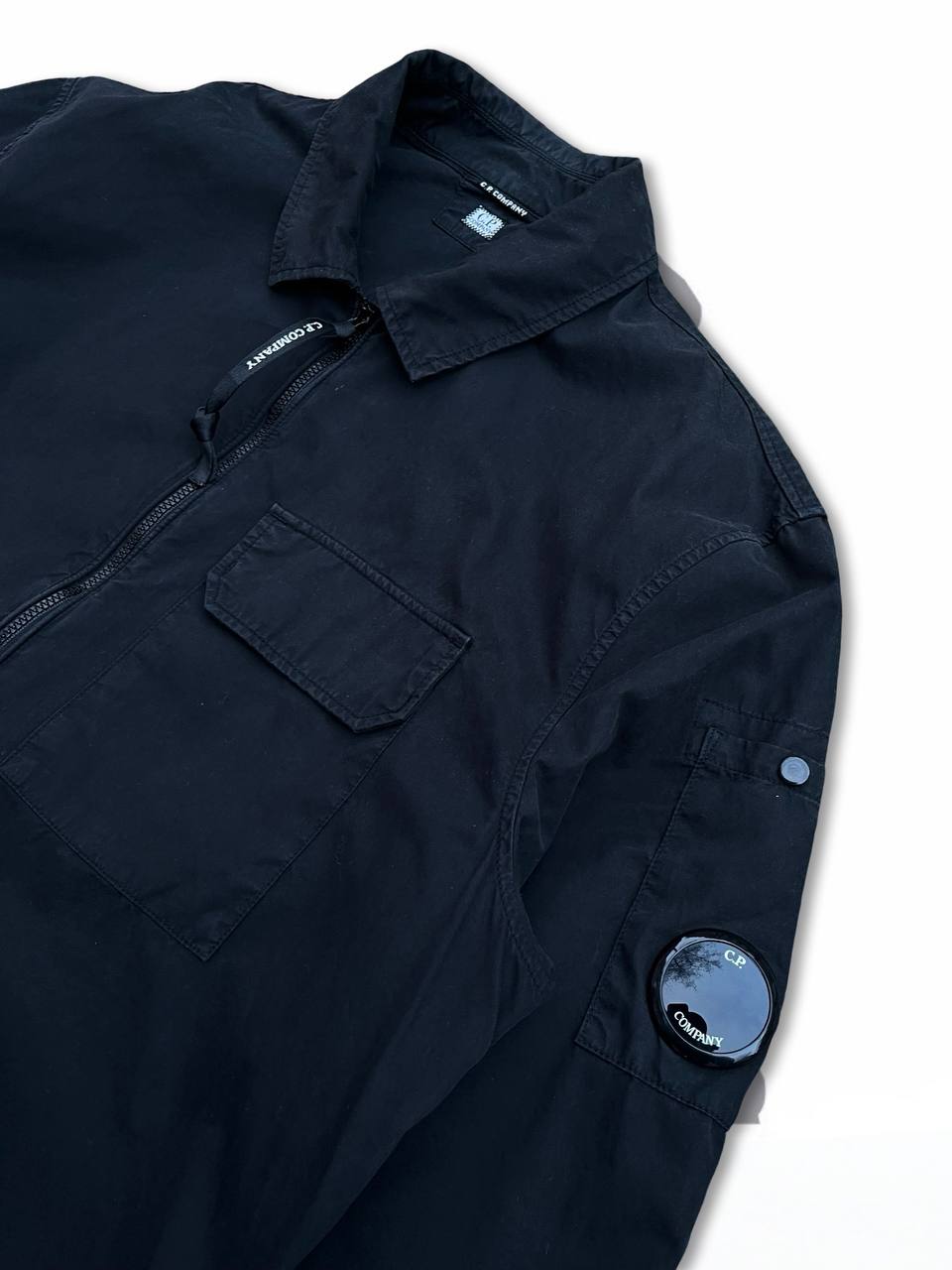 C.P.Company Skjorte Overshirt Zip i Sort Black Brugt Used i L large Herre Mænd i god stand