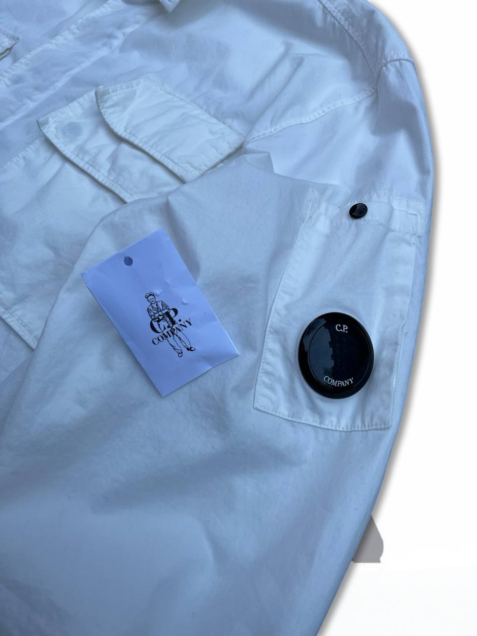 C.P.Company Overshirt Skjorte Brugt Used i Hvid White L large Herre Mænd i god stand