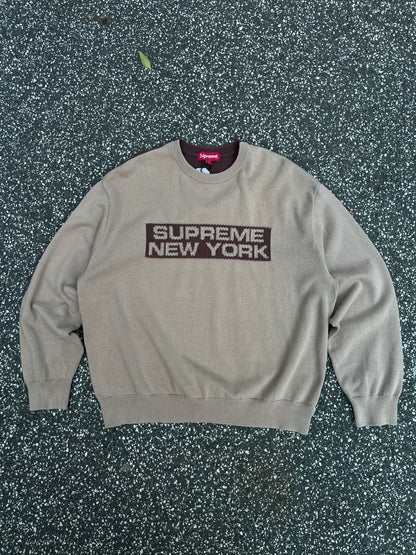 Supreme Strik Crew Neck Beige Brun L Large