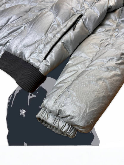 Brugt Used The North Face Dunjakke Vintage Puffer I Silver Sølv farve i M medium Dame i god stand