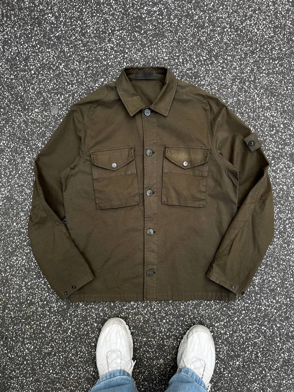 Stone Island Overshirt Ghost Military Khaki Grøn M Medium Brugt Used