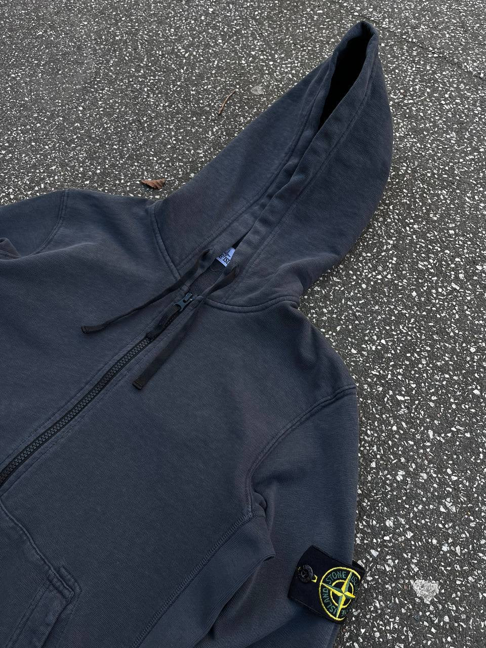 Stone Island Zip-Up Hoodie Hættetrøje Large i Grå Brugt Used