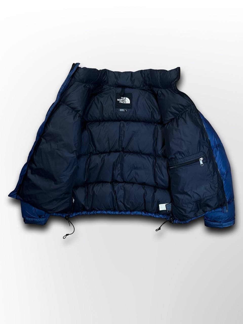 Brugt Puffer Dunjakke The North Face nuptse 700 Varm Vinterjakke i L large mænd Mørkenlå Sort i god stand