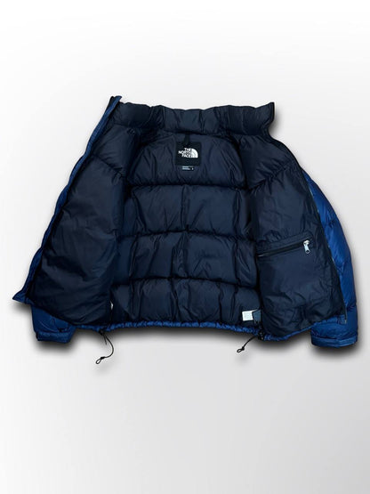 Brugt Puffer Dunjakke The North Face nuptse 700 Varm Vinterjakke i L large mænd Mørkenlå Sort i god stand