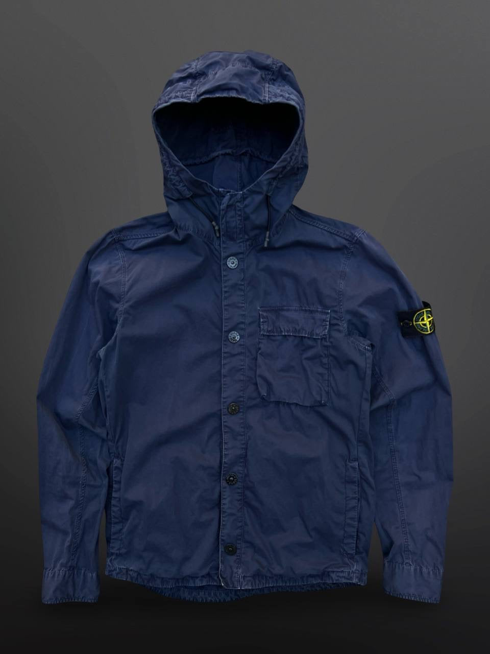Stone Island Jakke Sommerjakke Med Hætte Navy Mørkeblå S Small Brugt Used