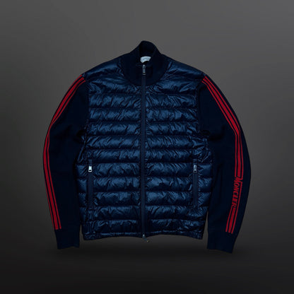 Moncler Knit-Sleeve Down Jacket – Navy/Red (Large)