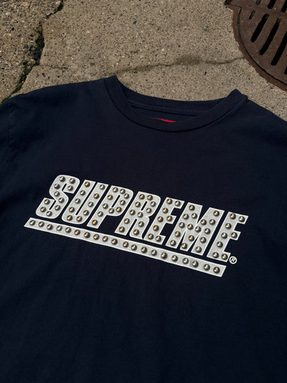 Supreme Studded Logo Long Sleeve – Navy – Large