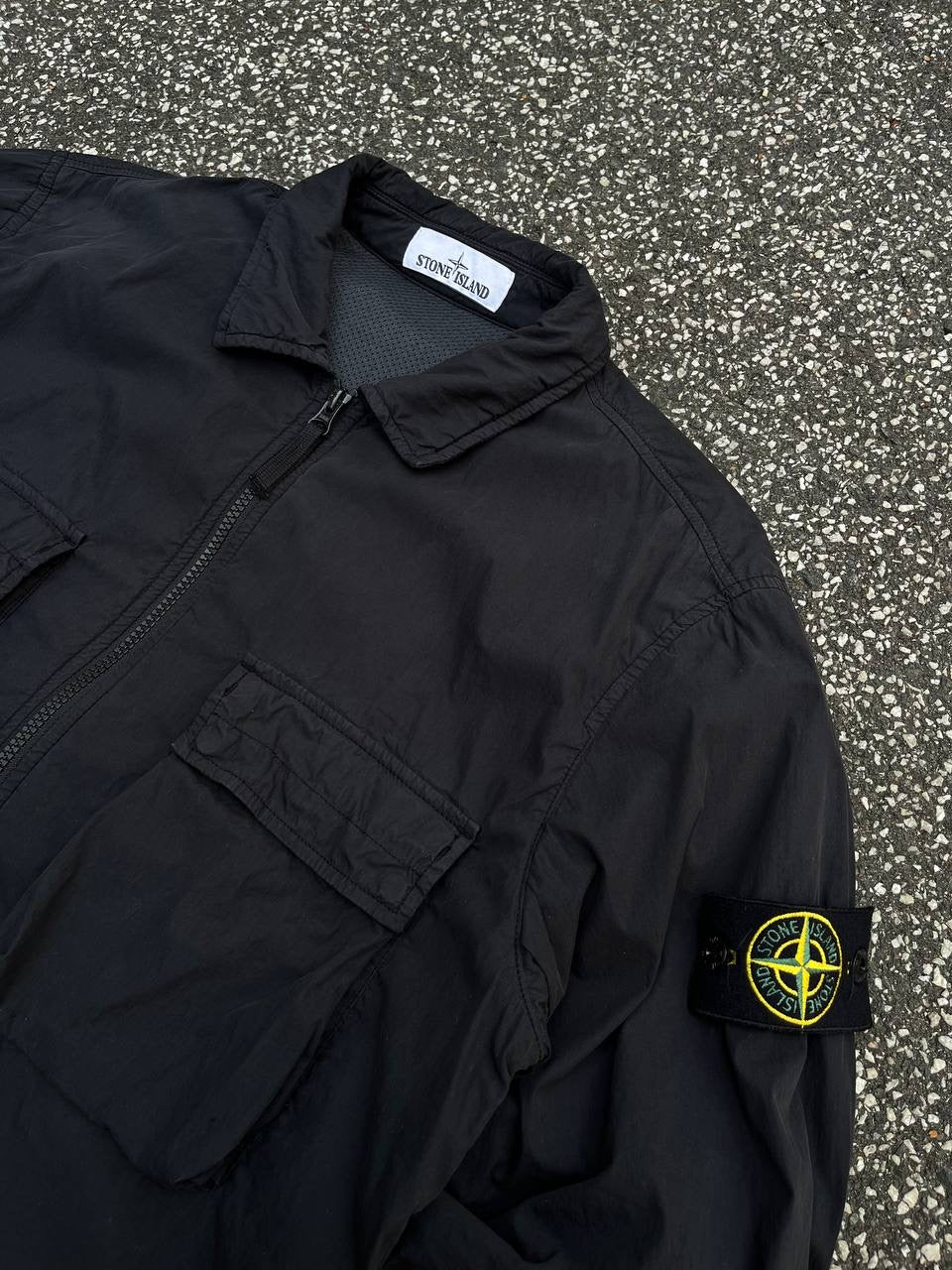 Stone Island Overshirt Skjorte Sommerjakke Overgangsjakke Sort M Medium Brugt Used