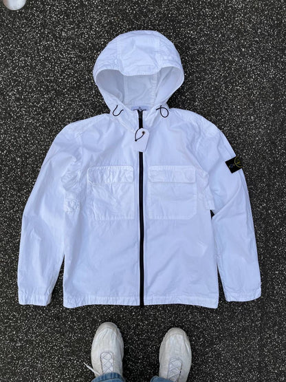 Stone Island Jakke Hooded Overshirt i Hvid L Large