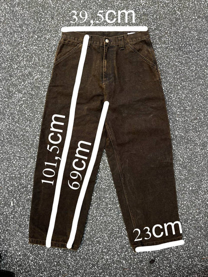 Vintage Carhartt WIP bukser jeans arbejdsbukser baggy jeans OG single knee pant i brun i S Small