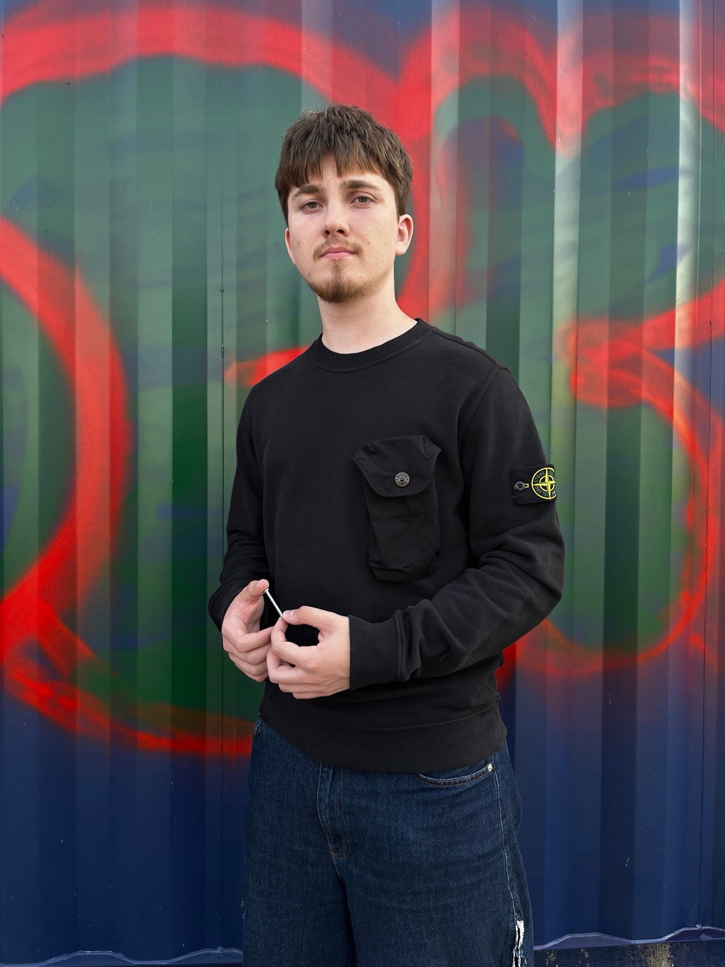 Stone Island sweatshirt i sort i størrelse M medium