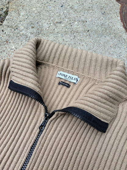 Stone Island Vintage Full Zip Wool Knit – Beige – Large