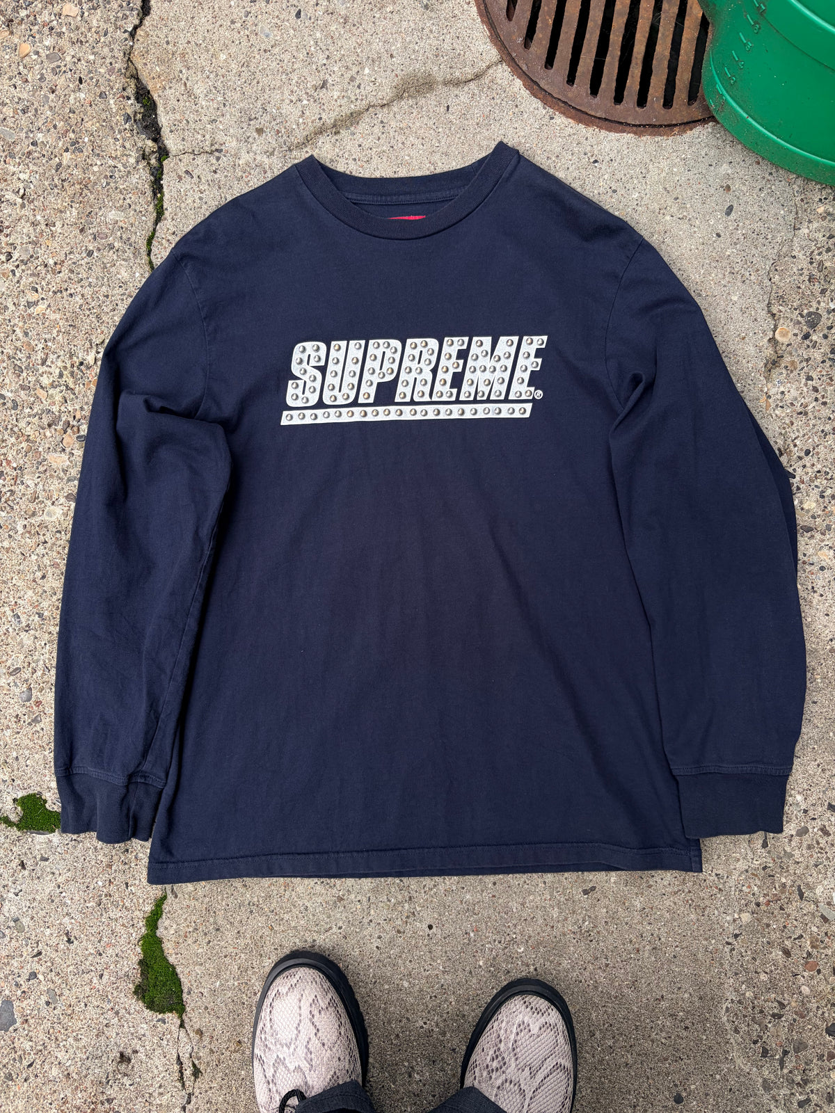Supreme Studded Logo Long Sleeve – Navy – Large