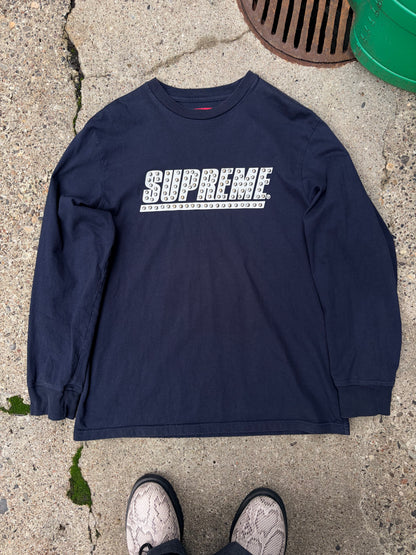 Supreme Studded Logo Long Sleeve – Navy – Large