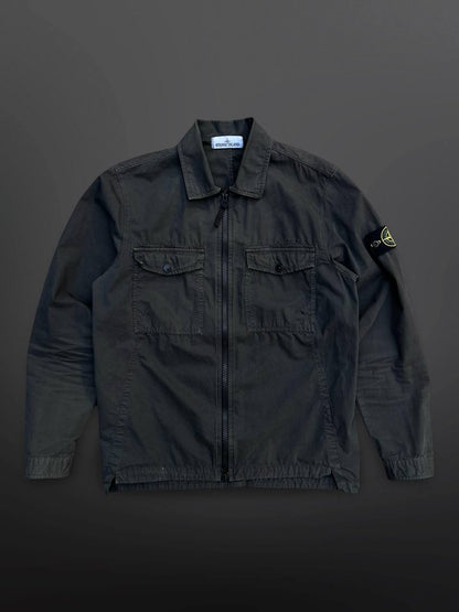 Stone Island Overshirt Skjorte Overgangsjakke til Sommer i Grå Grey M Medium Brugt Used