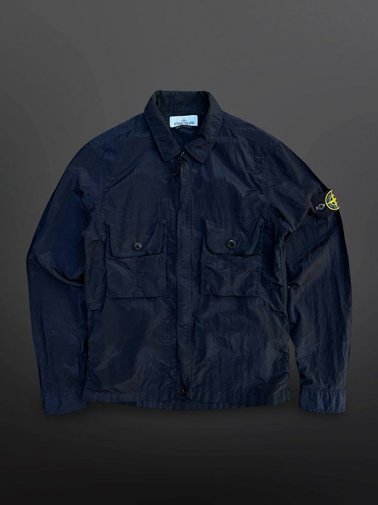 Stone Island Overshirt Sommerjakke Skjorte med Lynlås Navy Nylon Metal S Small Unisex