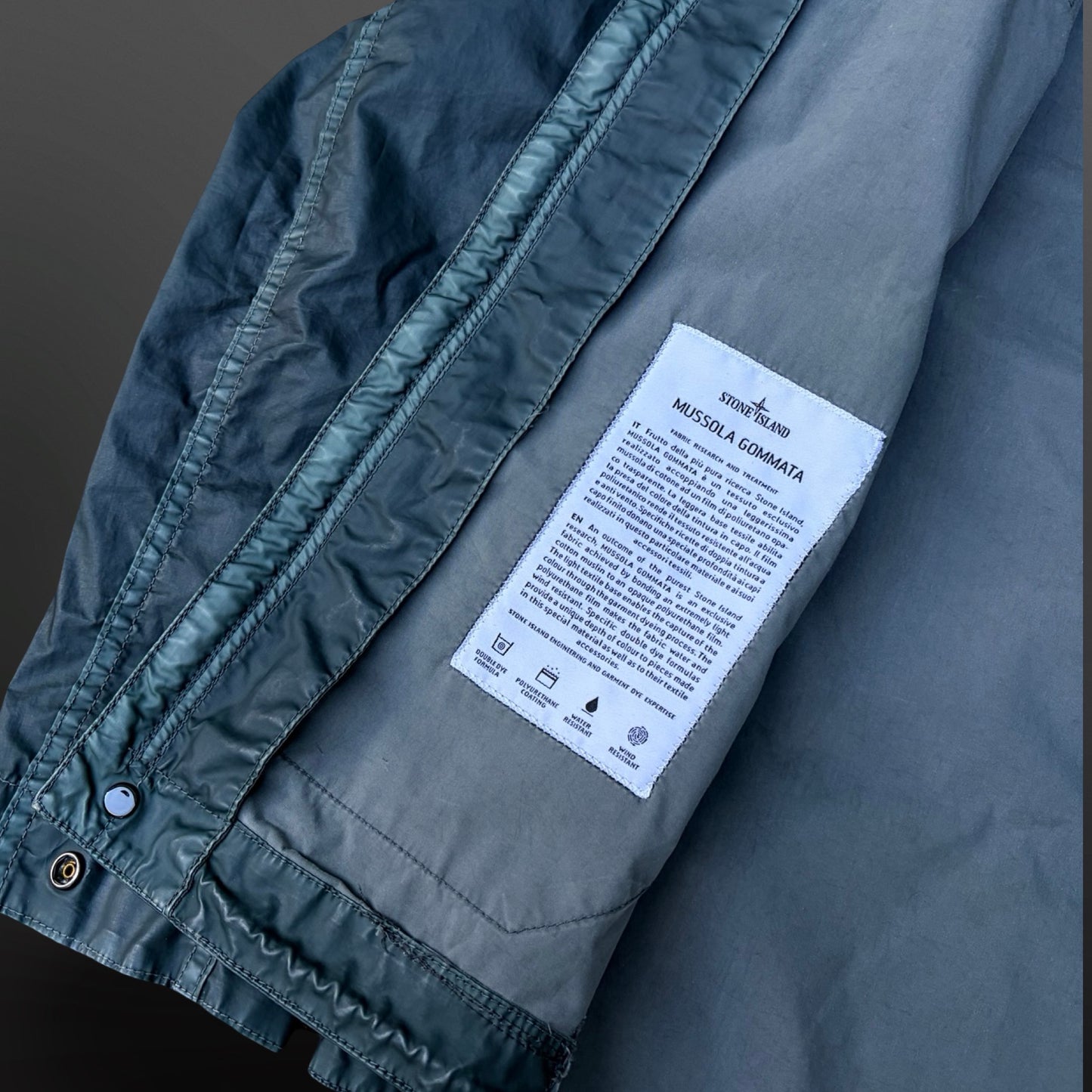 Stone Island Mussola Gommata Jakke – Small  Steel blue
