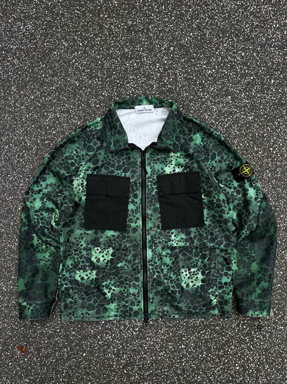 Stone Island Alligator Camo 50 Fili Jakke Overshirt Vind Og Vandafvisende XL Grøn Green XL 6815454E2