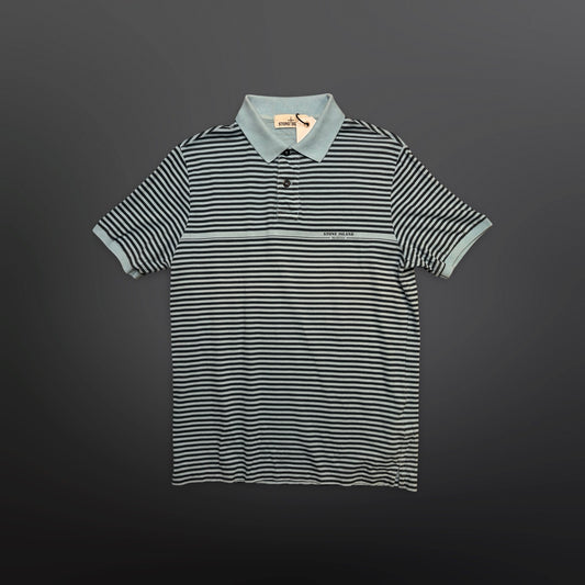 Stone Island Marina Striped Polo Shirt – Light Blue / Navy – Medium