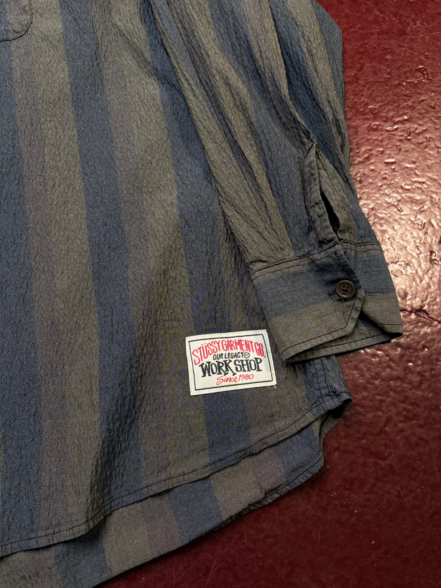 Stüssy x Our Legacy Work Shop Borrowed Shirt – Raw Linen Stripe – Medium