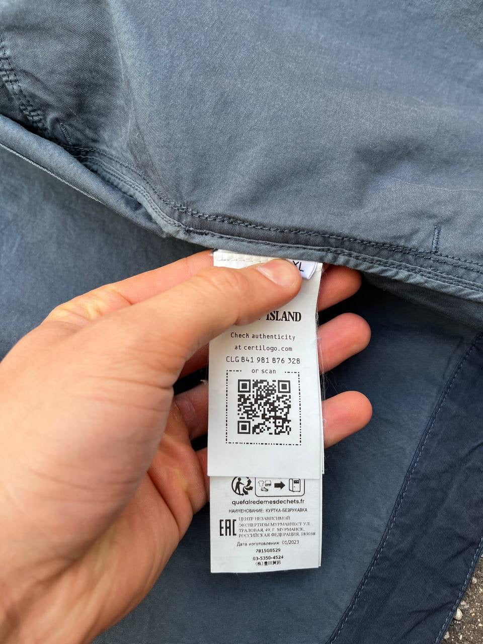 Stone Island Cupro Cotton Vest i Navy Mørkeblå XL