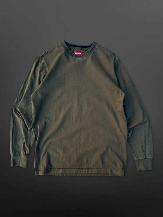 Supreme Long Sleeve Medium Khaki Grøn Used Brugt