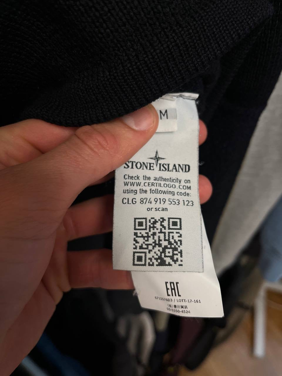 Stone Island Ghost Sweater i Uld Medium Sort Black Brugt Used