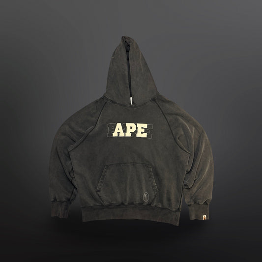 A Bathing Ape APE Logo Washed Hoodie – Black – Large