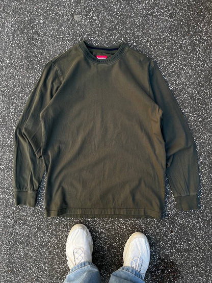 Supreme Long Sleeve Medium Khaki Grøn Used Brugt